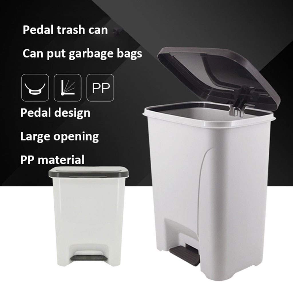Pattumiera per interni Pattumiera di grande capacità con coperchio Bidoni in plastica Cestino per carta da ufficio Pedale Comoda scatola di immagazzinaggio Bidone della spazzatura (45L)