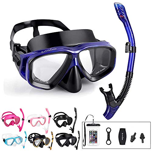 OMGear Snorkel Set Snorkeling Gear Package Diving Set Premium Silicone Dive Goggles Snorkel