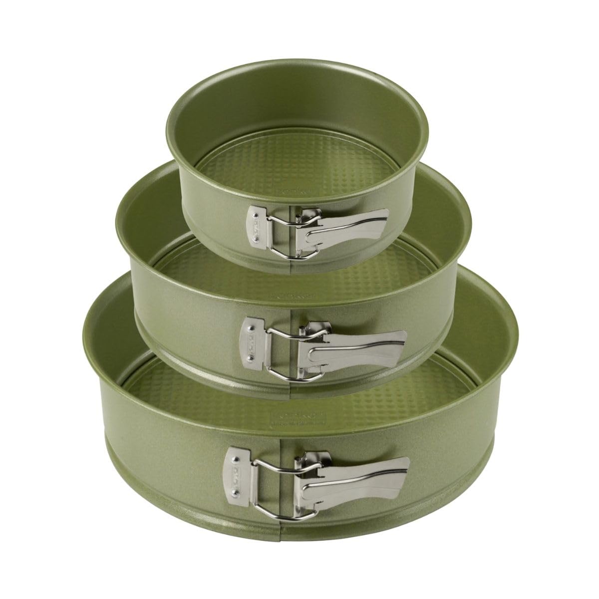 Zenker 9980950 Set of 3 Green Vision Collection Springform Cake Tins, Springform Pan, Round Green Eco-Friendly Non-Stick Mould, ILAG, Carnauba Wax, Diameter 20 cm + 24 cm + 26 cm