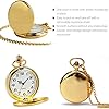 Smooth Vintage Steel Quartz Pocket Watch Classic Fob Pocket Watch with Short Chain for Men Women - Gift for Birthday Anniversary Day Christmas Fathers Day (Gold) #3