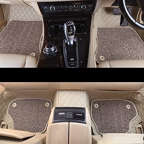 Image of Auto Hub Premium 7D car mat Hyundai Verna Fluidic (Model: 2013-2017), Luxury Double-Stich 7d Car Floor Mat Complete Set, 100% Waterproof and Washable, Color : Beige