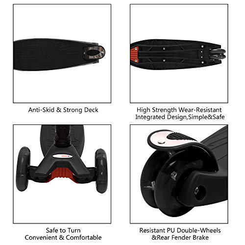 Image of ChromeWheels Foldable Scooters for Kids, Deluxe Kick Scooter 4 Adjustable Height 132lbs Weight Limit 3 Wheel, Lean to Steer LED Light Up Wheels, Best Gifts for Girls Boys Age 3-12 Year Old