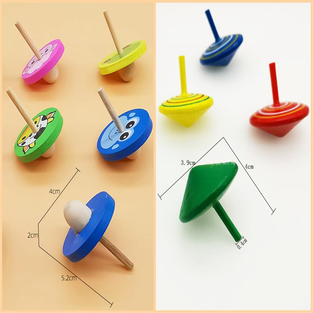 Derayee Set De 36 Peonzas De Madera Coloridas – Juguete Tradicional Para Niños, Regalo De Cumpleaños (Color Aleatorio)