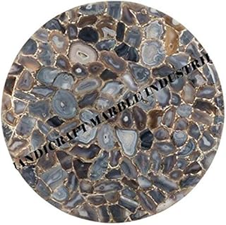 Agate Table 27", Coffee Table, Agate Table Top, Agate Coffee Table, Agate Side Table, Round Table, Stone Table. Grey Agate Geode Table