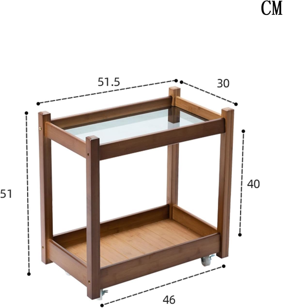 Aimery Office End Table Mobile Bedside Table, Modern Sofa Side Table with 2 Levels of Storage and Glass Top, Large Volume Wood Frame End Table
