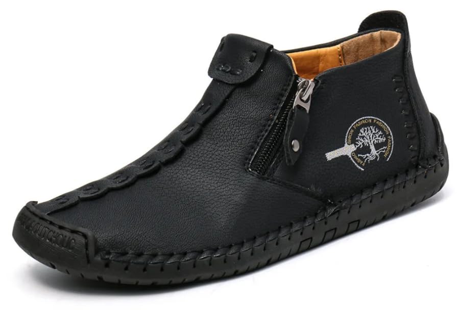 Phanile Mens Walking Shoes, Arch Support & Breathable and Light & Non-Slip Shoe, Outdoor Comfy Casual Waterproof Walking Shoe, Handmade Orthopedic Sneakers