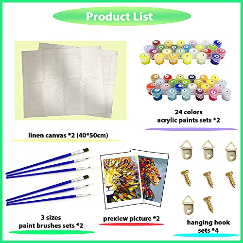 Yetech Malen Nach Zahlen Erwachsene Kinder,DIY Handgemalt Ölgemälde Kits,DIY Ölgemälde auf Leinwand,für Erwachsene und… – Bild 3