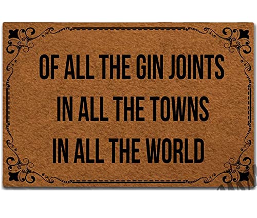 Door Mat of All The Gin Joints in All The Towns in All The World Indoor Outdoor Doormat Custom Doormat Funny Entrance Floor Mat Home Office Welcome Mat 16x24