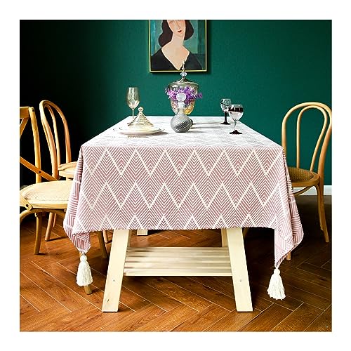 Nappe de Table Rouge 135x200 Jacquard Vagues pour Repas Convivial - 2