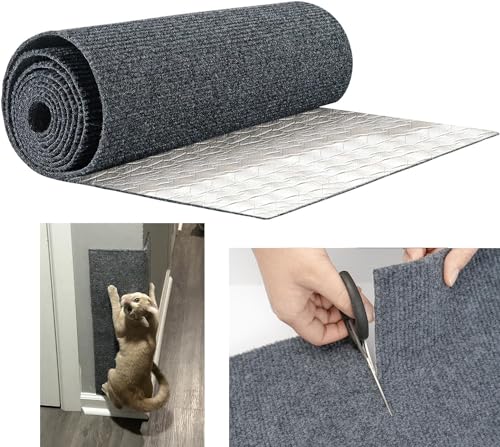 WUZILIN (Dunkelgrau, 30 * 100cm 1Pack) Katzen-Kratzmatte, Wand-Kratzer – vielseitige, Selbstklebende Alternative. Einfache Verwendung für Bäume, Wände, Möbel, Kratzbäume und zum Couch-Schutz.