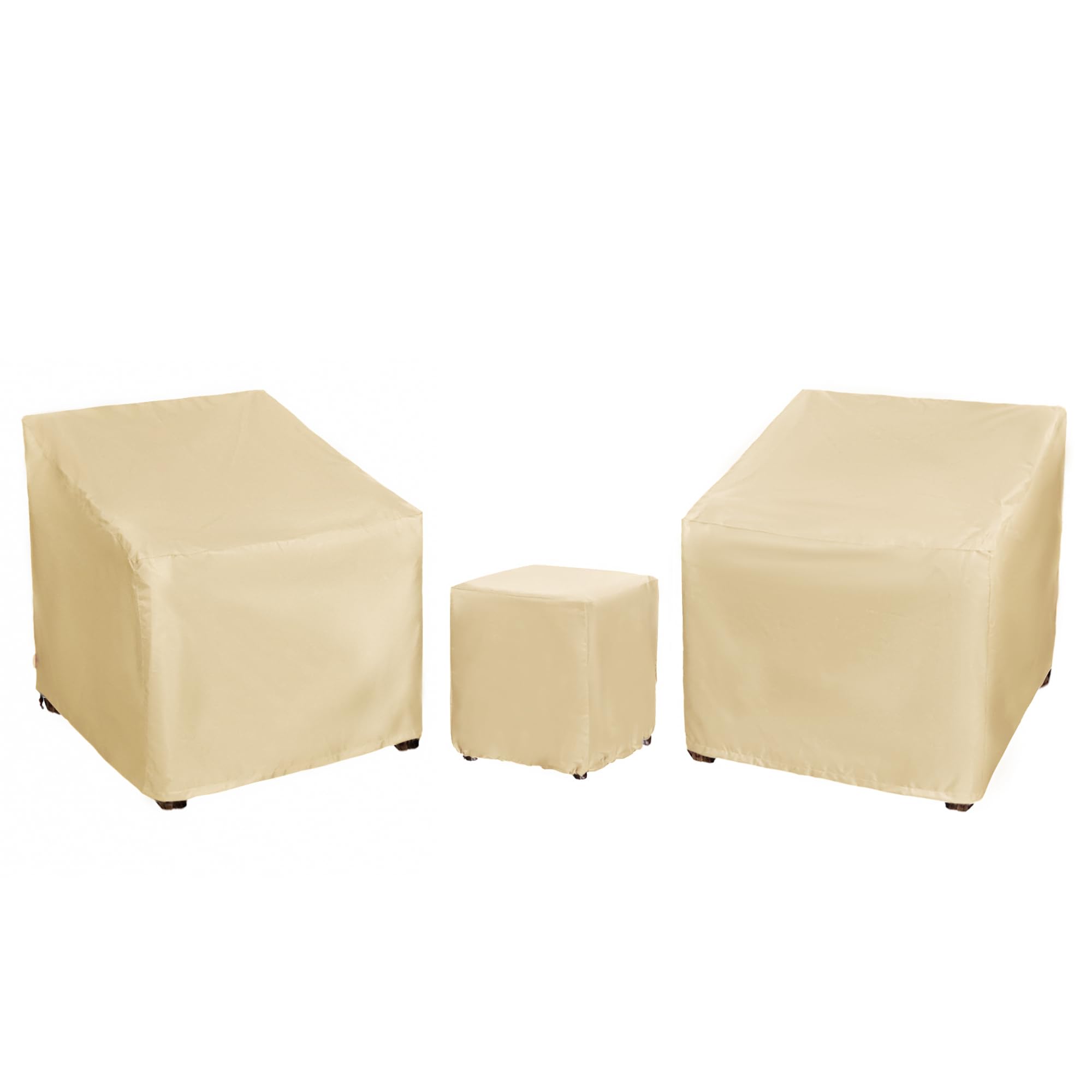 Patio Furniture Covers,Outdoor Furniture Cover Waterproof,Patio Furniture Set Covers for 3 Piece Outdoor Bistro,Patio Sofa Covers Set for 2 Chairs and Coffee Table,Beige