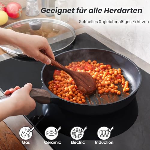 SENSARTE Antihaft Bratpfanne mit Deckel 24cm Antihaft-Eierpfanne Schwarz – Ansicht 5