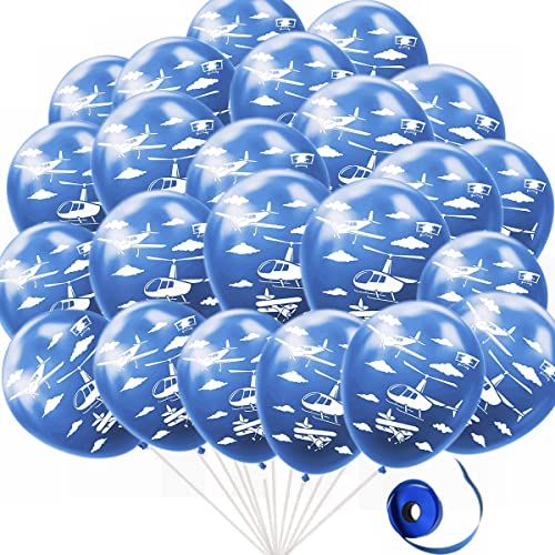 24pcs Airplane Theme Latex Balloons Airplane Cloud Balloons Airplane Party Decorations for Kids Boys Girls Time Flies Plane Aviator Aircraft Adventure Themed Birthday Party Baby Shower Supplies