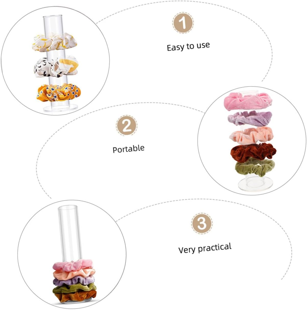 2pcs Scrunchy Display Tower Hair Tie Organizer Stand Stand for Hair Accessories