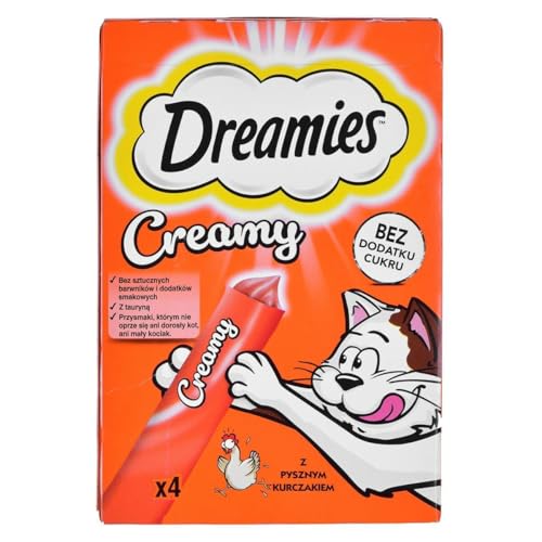 Dreamies Katzenleckerlis Creamy Snacks mit Huhn – köstlich cremiger Geschmack – 20 Portionsbeutel (5 x 4 x 10g)
