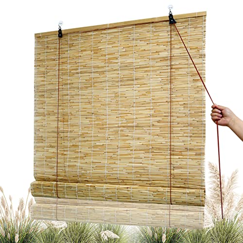 Nurbal Bamboo Blinds For Windows, Anti-Uv Waterproof Reed Curtains Wooden Blinds For Interior Windows, Bamboo Roman Shades With Lift, Sun-Filtering, Light-Transmissive Porch Blinds #TOP15