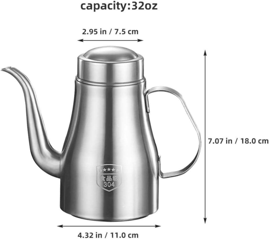 Operitacx Stainless Steel Olive Oil Dispenser Bottle, 32oz with Lid