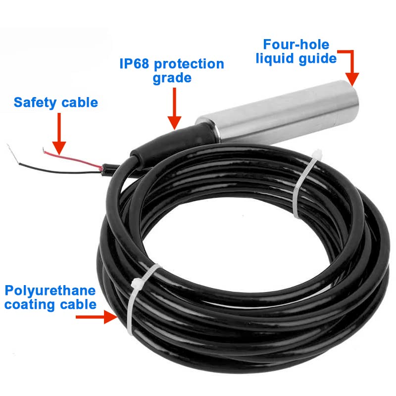 Einwurf Flüssigkeitsstandgeber 4 Bis 20 MA Ausgang Wasserdichter IP68 Wasserstandgeber Flüssigkeitsstandsensor 5 Meter Kabel (0 bis 2 m / 0 bis 6,6 Fuß