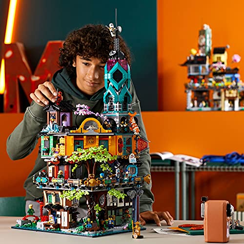 Image of LEGO NINJAGO NINJAGO City Gardens 71741 Building Kit; Ninja House Playset Featuring 19 Minifigures, New 2021 (5,685 Pieces), Multicolor