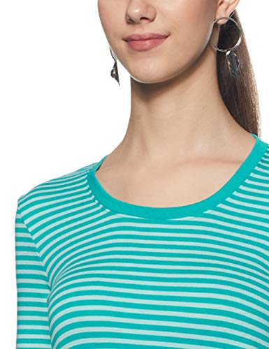 Image of Jockey 1360 Women's Super Combed Cotton Elastane Stretch Slim Fit Striped Round Neck Three Quarter Sleeve T-Shirt