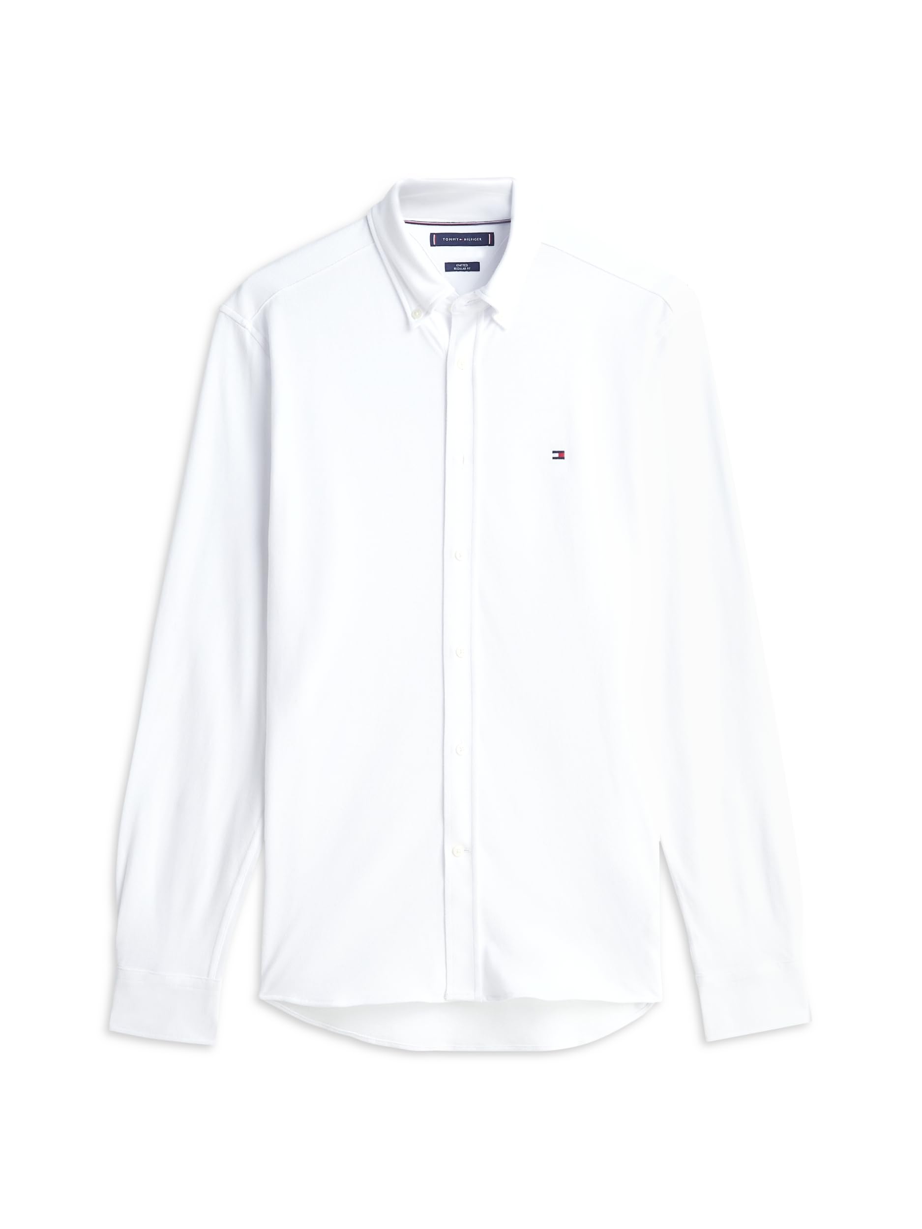 Tommy Hilfiger Męska dzianinowa koszula Pique Featherweight MW0MW41690 L/S, biała, XXL, Biały (biały), XXL