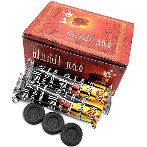 DXB Dream Bakhoor Coal Shola Charcoal Musk 100 Pieces Long Lasting Charcoal Lighting Charcoal Briquettes for Hukkah Sheesha BBQ Grill Preparation Long Lasting for Bakhoor and Incense Burning Black