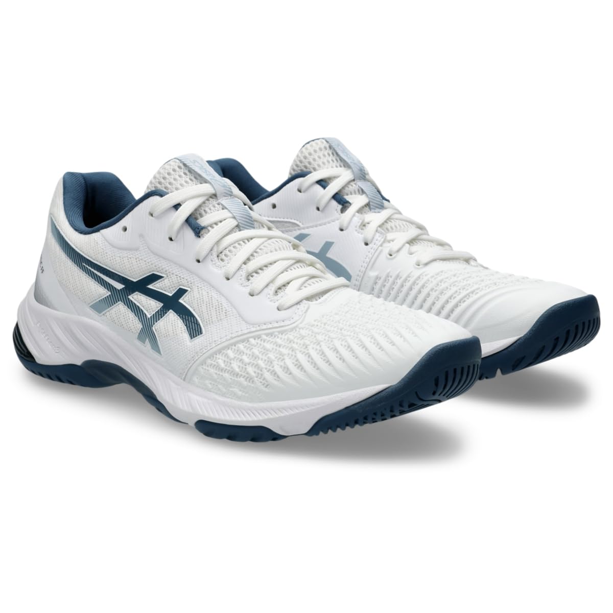 Asics Men's Netburner Ballistic FlyteFoam 3 Volleyball Shoes, 6, White/Vintage Indigo
