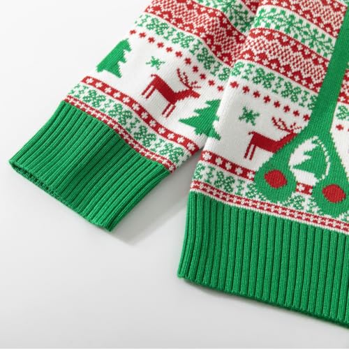 Image of Ugly Christmas Sweater Kids Girls Boys Reindeer Snowflake Knitted Xmas Holiday Pullover Sweater 2-9 Years Old