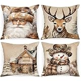 Lot de 4 motifs festifs: Vous recevrez quatre housse d'oreiller de noël de 40x40 cm avec des impressions vibrantes de haute qualité, parfaites pour rehausser votre décor de Noël, Thanksgiving, Halloween et l'hiver