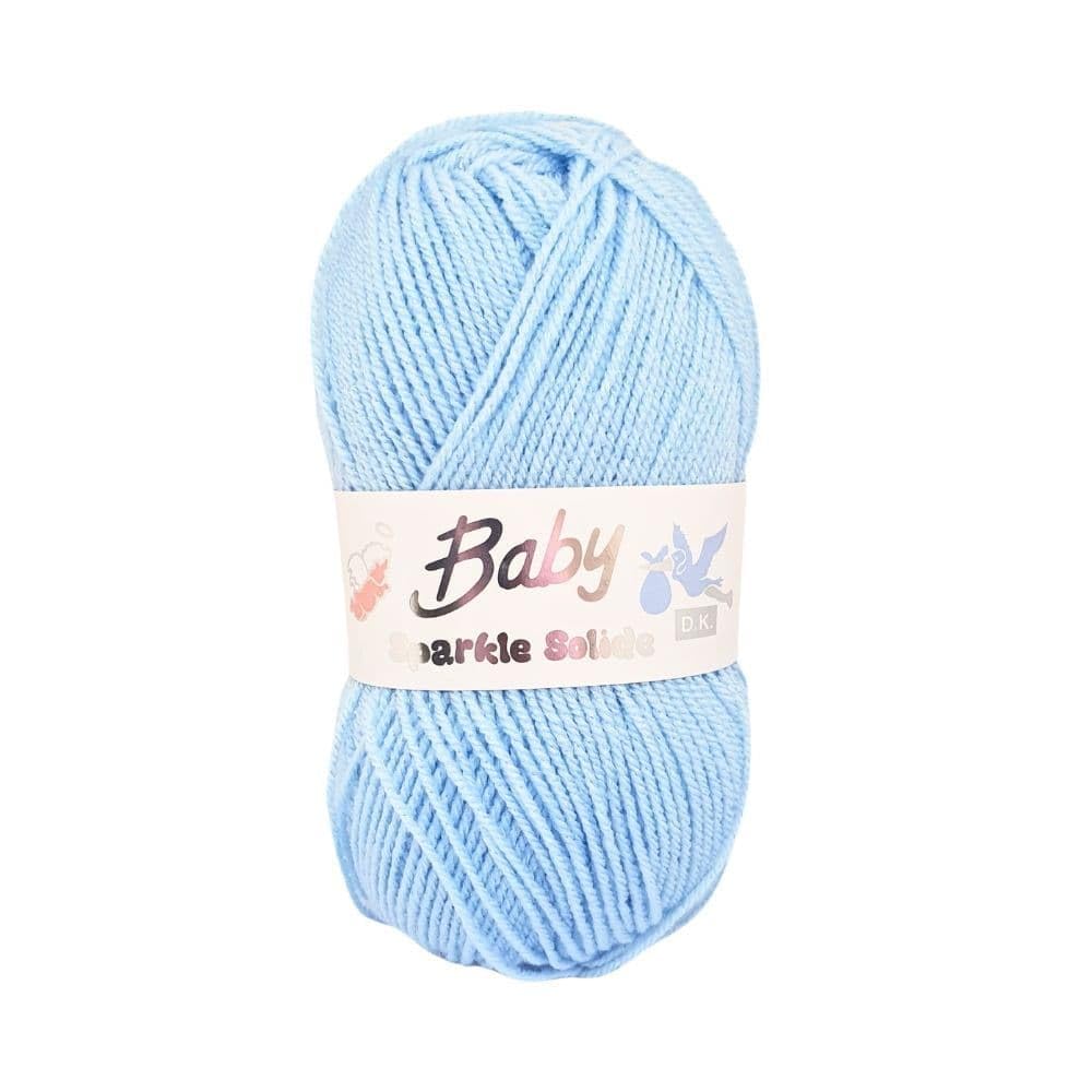 WoolCraft Baby Sparkle Solide DK Knitting & Crochet Yarn, Great Value Yarn Available in Pastel Shades with Added Sparkle, 95% Acrylic & 5% Lurex, 230 Metres, 100g Balls, Pack of 15, Blue