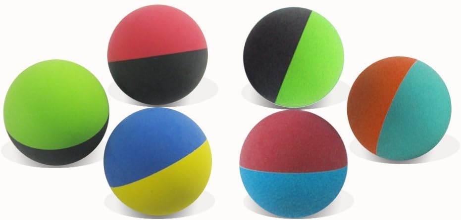 KEVENZ 6-Pack Rubber Dog Fetch Balls,Pet Toy Durable Bouncy Balls No Toxic,All Natural,BPA-Free (Red,Green,Black,Yellow)
