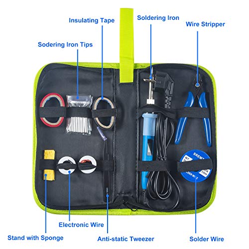 Soldador de Estaño Digital, SREMTCH 80W Kit de Soldador Eléctrico de Precisión, Temperatura Ajustable 200℃~450℃ con LCD Pantalla, ON/OFF Interruptor, 5pcs Puntas Diferentes, Alambre de Soldadura