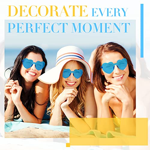 Konohan 16 Pairs Heart Shaped Sunglasses for Women Rimless Heart Glasses Candy Color Sunglasses for Party Favors4