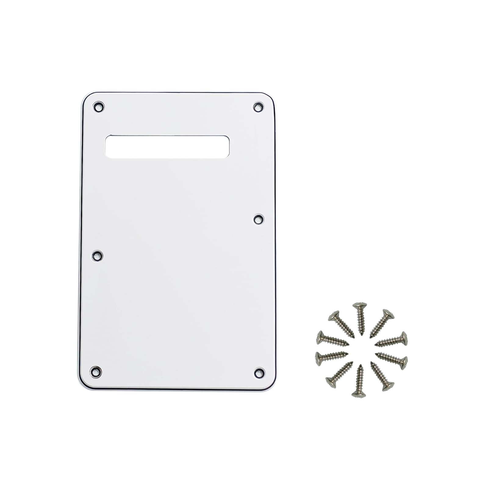 6-Hole Strat Backplate Cavity Cover for Fender Guitar, White 3Ply