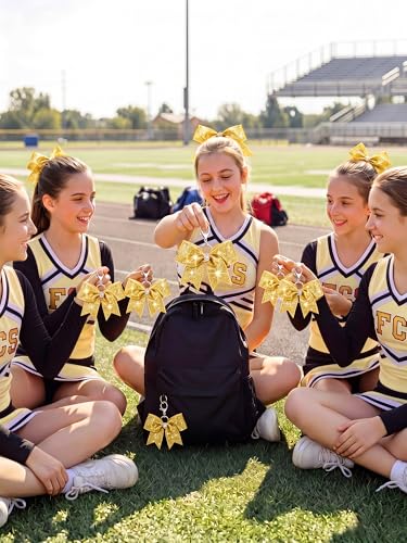 Image of Tondiamo Cheer Bow Keychain Cheer Keychain with Rhinestones Cheerleader Keyrings for Team Gift Cheerleading Sports Accessory