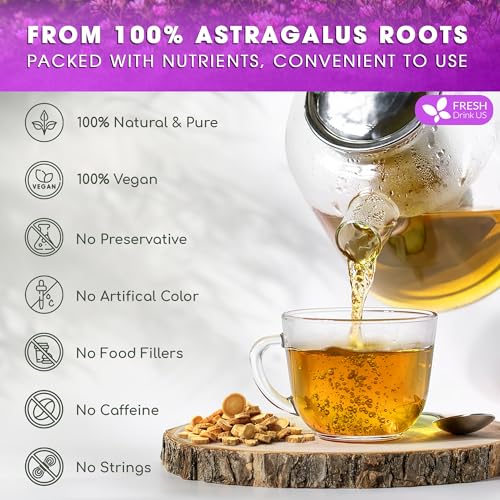 Image of FreshDrinkUS, Premium 75 Astragalus Root Tea Bags, 100% Natural & Pure from Astragalus Root. Astragalus Root Herbal Tea. Made with Natural Material Tea Bags. No Sugar, No Caffeine, No Gluten, Vegan.