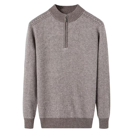 Rivccku Men's 100% Pure Cashmere Sweater Pullover Long Sleeve Jumper Cable Comfort Knitted