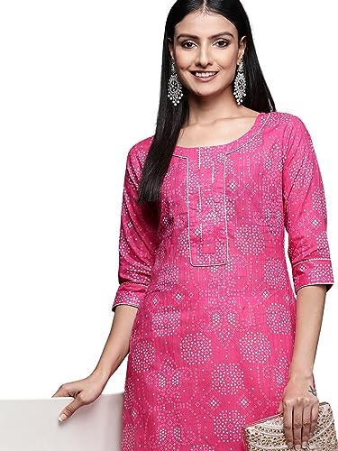 Image of Ayukta Women Cotton Printed Straight Kurta