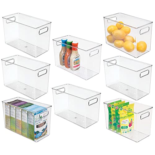 mDesign Tall Slim Rectangle Plastic Kitchen Storage Organizer Bin with Cutout Handles for Pantry, Cabinets, Cupboards, Refrigerator, Freezer, Fruit, Yogurt, Snacks, Drinks, and Pasta - 8 Pack - Clear mDesign Tall Slim Rectangle Plastic Kitchen Storage Organizer Bin with Cutout Handles for Pantry, Cabinets, Cupboards, Refrigerator, Freezer, Fruit, Yogurt, Snacks, Drinks, and Pasta - 8 Pack - Clear