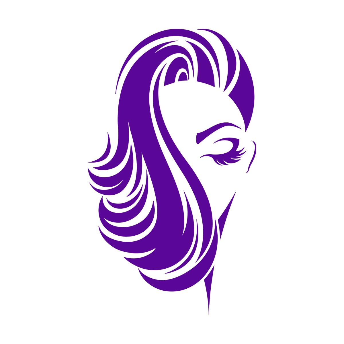Barber Shop Vinyl Wall Decal Girl Face Lady Beauty Hair Salon Hairstyle Sticker Removable Art Mural for Bedroom Living Room Large - 56x95cm