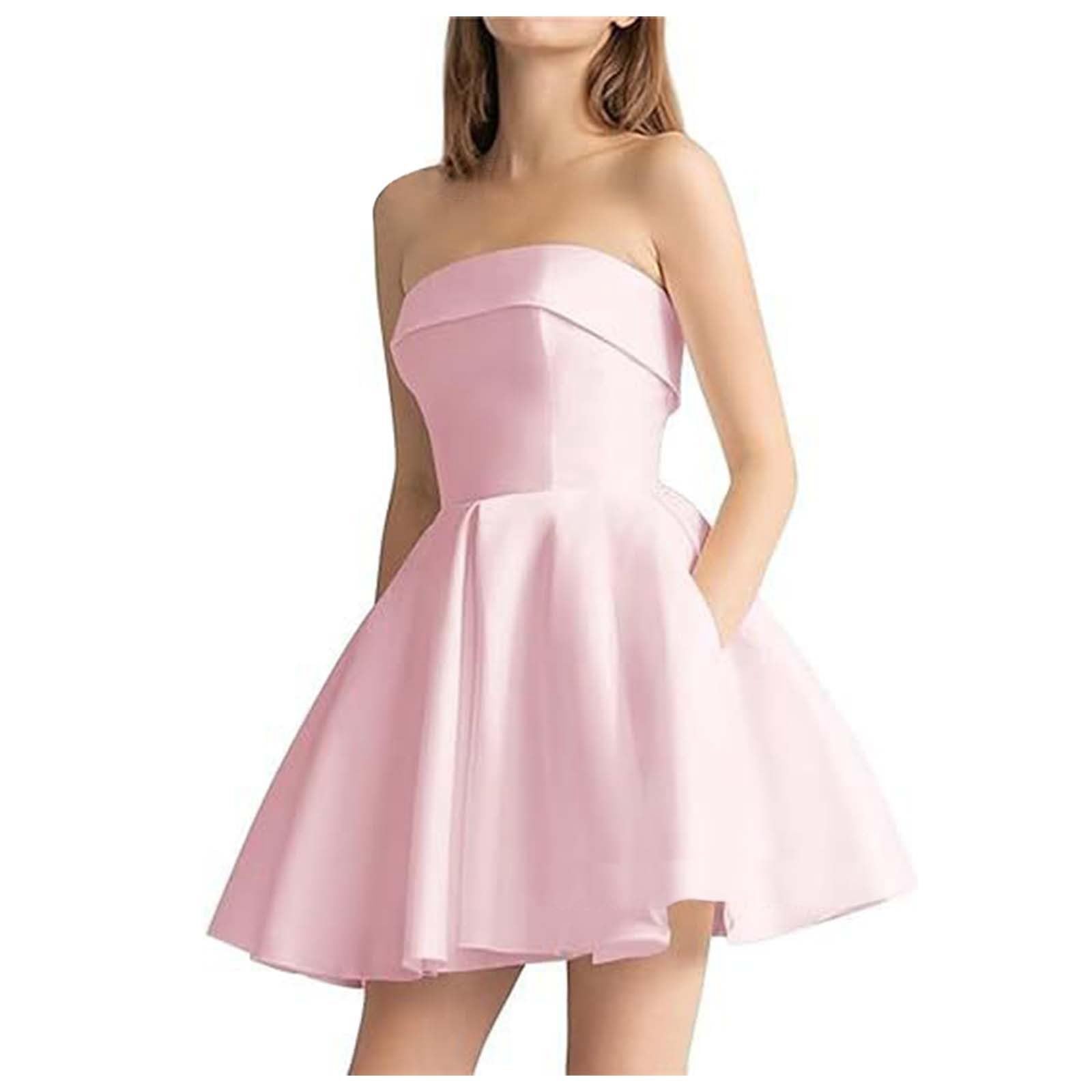 Elegante abito da cocktail senza spalline, a vita sottile, senza maniche, abito corto per feste di compleanno