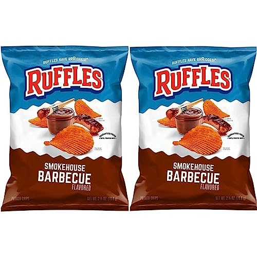 Ruffles (SMOKEHOUSE BARBECUE) Flavored Chips (2.5oz Bags)(2Pack)