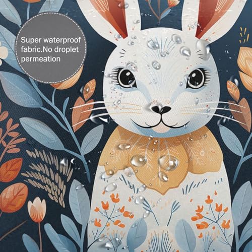 Rideau de douche lavable en machine motif lapin microfibre - 6
