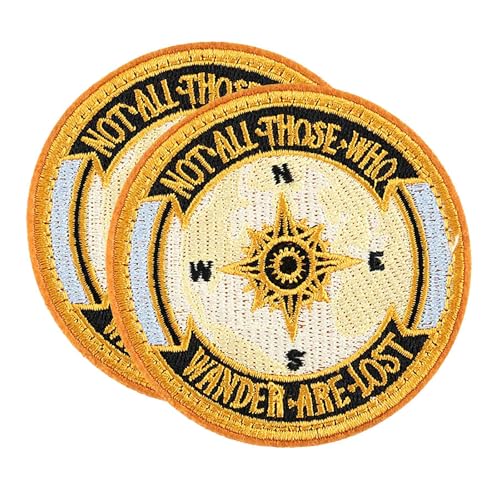 Not All Those Who Wander are Lost Iron On Patch - Vintage Compass Rose Embroidery Patch for Backpack, Jacket, Hat - Adventure Travel Patch for Hikers & Explorers