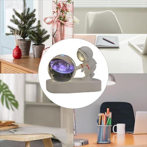 Globe cristal LED astronaute lampe de table rechargeable USB - 4