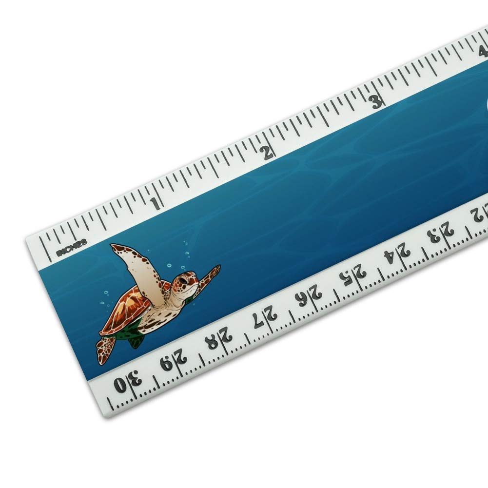 Personalized Custom 1 Line Sea Turtle 12 Inch Standard and Metric Plastic Ruler