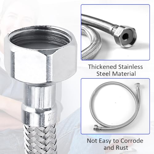 100cm Flexschlauch Wasserhahn, 304 Edelstahl Anschlussschlauch Armatur, G1/2 x G1/2 Armaturenschlauch, Panzerschlauch 1/2 Zoll, Dusche Umflechtung Flexschlauch für Wasserhahn Mischbatterie