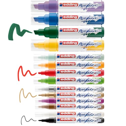 Marqueurs acryliques Edding pour peindre sans bavure avec des pointes fines et larges