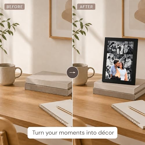 Image of Framekaari Customised Couple Photo Frame | Personalized Photo Collage Frame with Custom Text | Birthday, Anniversary & Romantic Gift for Couples | Tabletop & Wall Mount | 16x21 cm (Design-01)