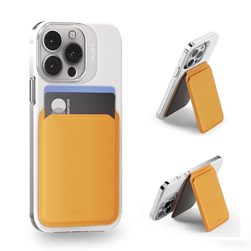 Immagine del prodotto MOFT MagSafe Portafoglio Portacarte Magnetico, Portafoglio Regolabile con Finestra ID Aperta, Supporto Telefono Portafoglio Flash Accesso Rapido per iPhone Serie 15/14/13/12, 2 Portacarte, Giallo